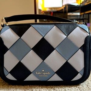 ❤️HP❤️ NWT kate spade Smoosh Woven Pebbled Leather Crossbody Satchel Blazer Blue